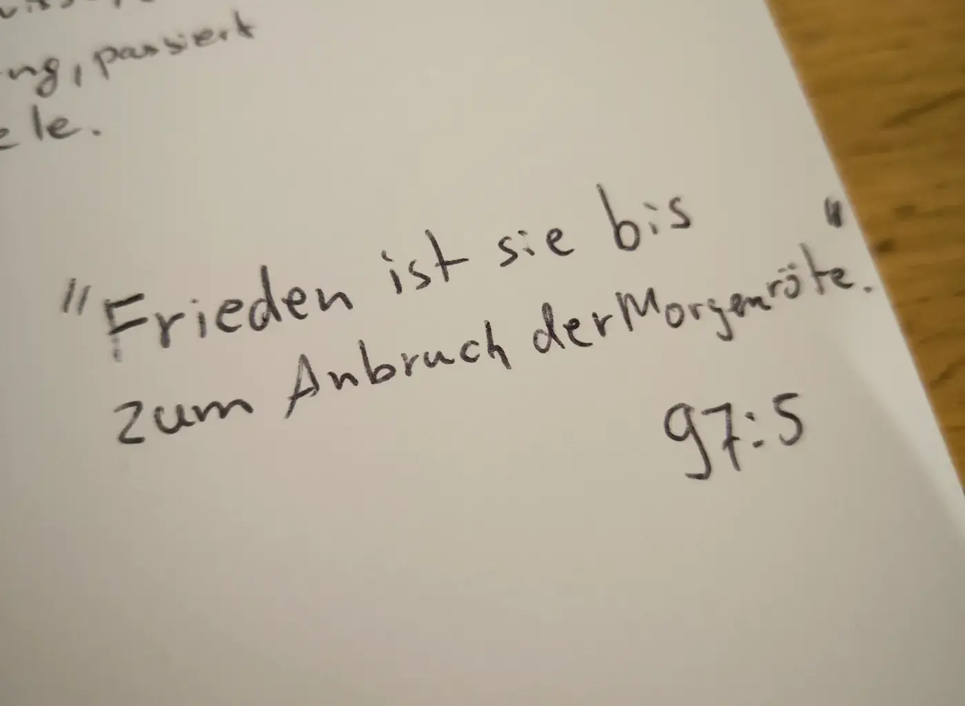 “Frieden ist sie bis zum Anbruch der Morgenröte” 97:5