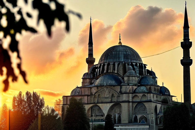 Eine Moschee im Hintergrund