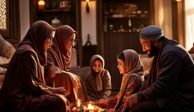 Ein KI-generiertes Bild (mit playground) zum Thema “muslimisches Familien- und Ehe-Leben”. So künstlich sieht unsere Welt also aus.